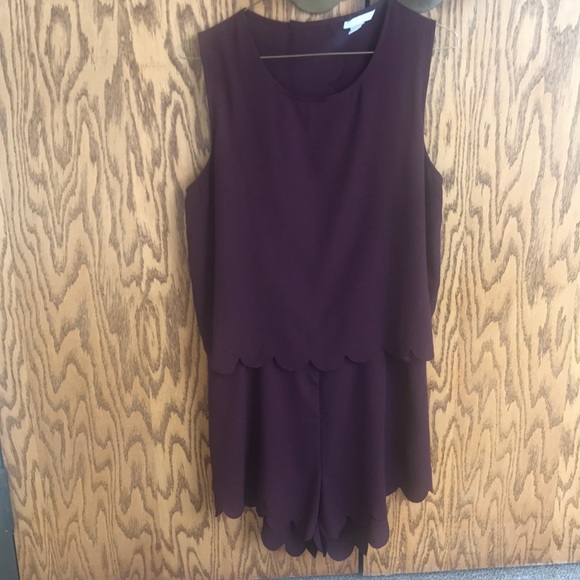 H&M ROMPER MAROON SCALLOPED TRIM SIZE 14 - Picture 2 of 7